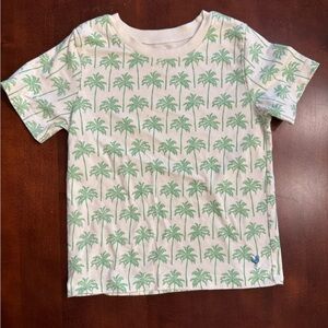 Blue Rooster (Pink Chicken) Palm Tree Print T-Shirt
